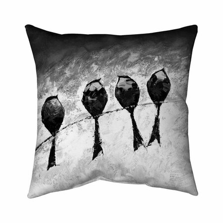 FONDO 26 x 26 in. Four Birds Perched-Double Sided Print Indoor Pillow FO2774611
